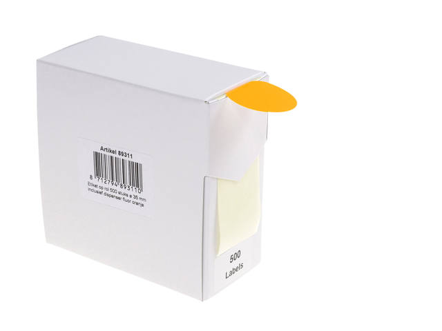 Etiket Rillprint 35mm op rol fluor oranje 500st