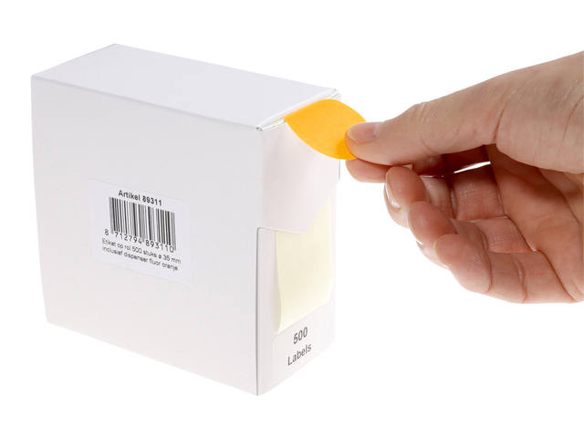 Etiket Rillprint 35mm op rol fluor oranje 500st