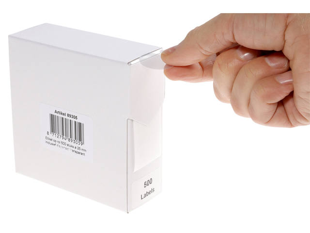 Etiket Rillprint 25mm op rol transparant 500st