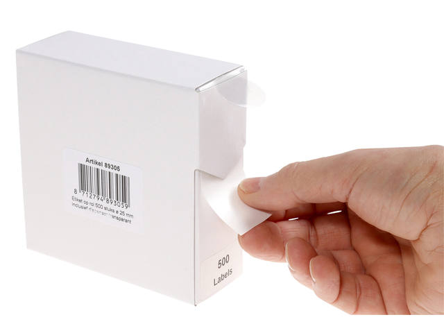 Etiket Rillprint 25mm op rol transparant 500st
