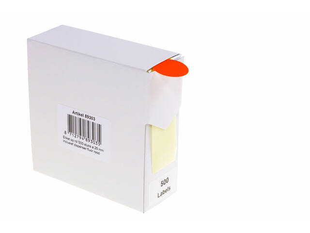 Etiket Rillprint 25mm op rol fluor rood 500st