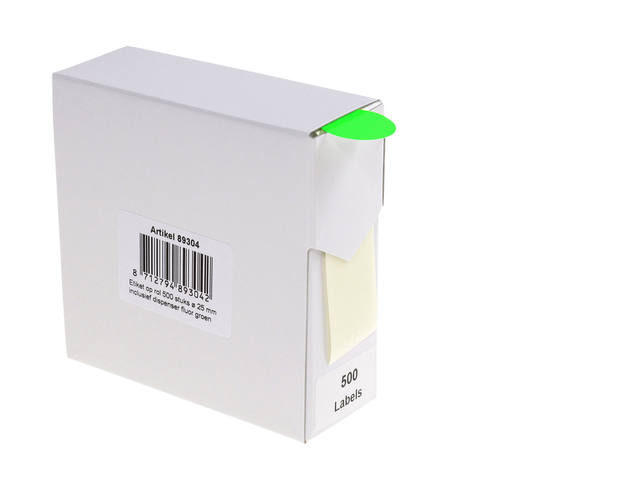 Etiket Rillprint 25mm op rol fluor groen 500st