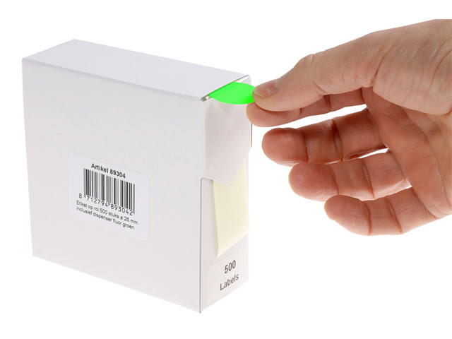 Etiket Rillprint 25mm op rol fluor groen 500st