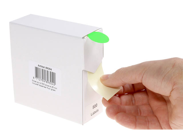 Etiket Rillprint 25mm op rol fluor groen 500st