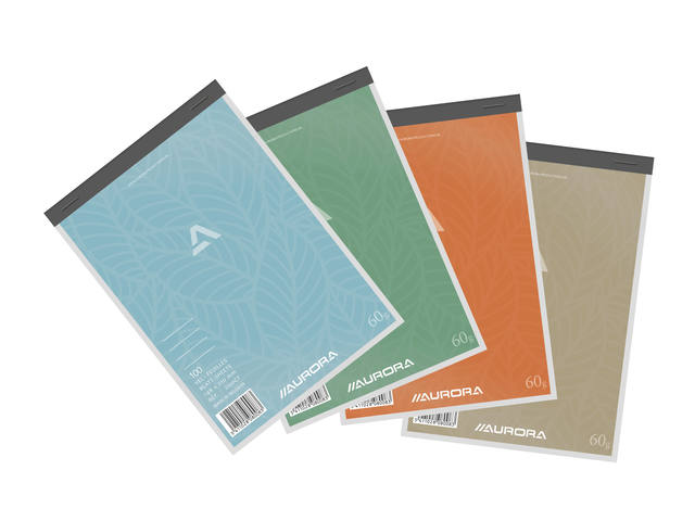 Schrijfblok Aurora A5 lijn 100vel 60gr assorti