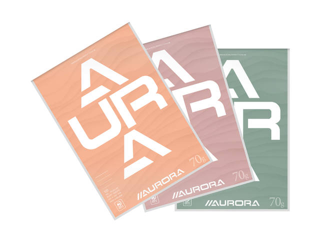 Schrijfblok Aurora A4 lijn 100vel 70gr assorti