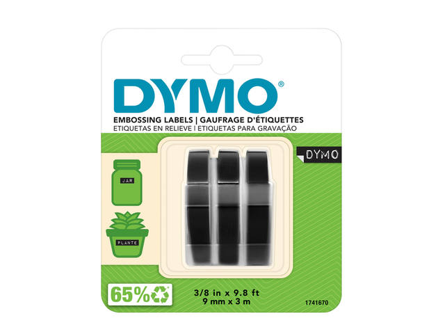Relieftape Dymo embossing plastic 9mm wit