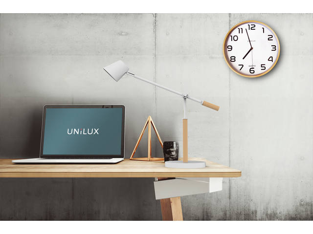 Bureaulamp Unilux Vicky led hout wit