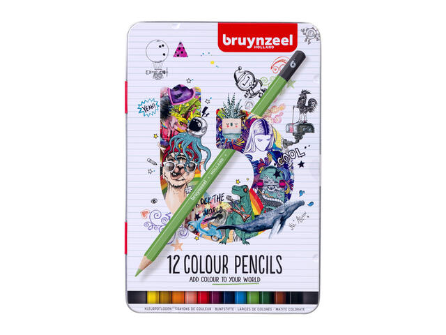 Kleurpotlood Bruynzeel blik 12st assorti