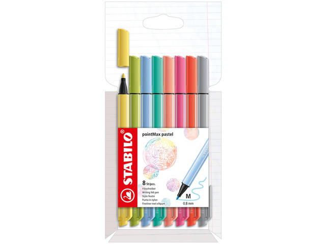 Viltstift STABILO pointMax 488/8 M pastel 8st ass