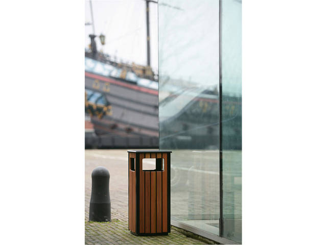 Afvalbak Vepa Bins voor buiten 36l zwart/houtlook