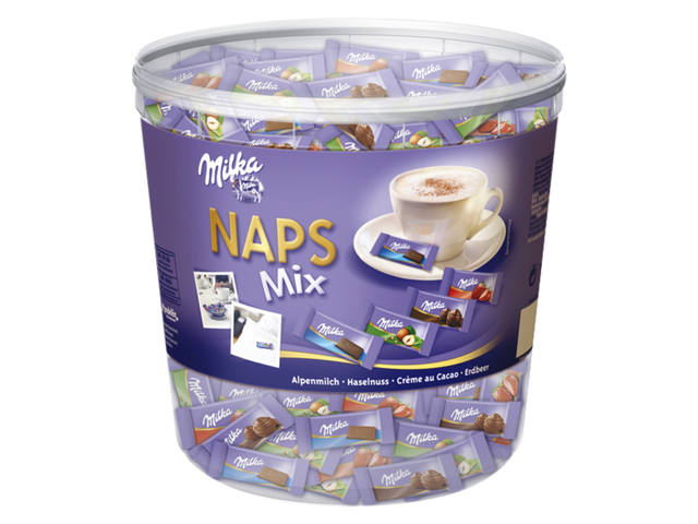 Chocolade Milka Naps Mixbox (ca 207st) silo 1kg