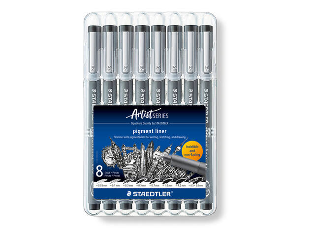 Fineliner Staedtler pigment 308 8 st ass