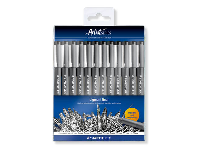 Fineliner Staedtler pigment 308 ass schrijfbr zw