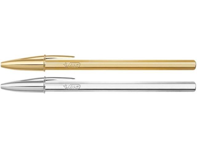 Balpen Bic Cristal M goud en zilver