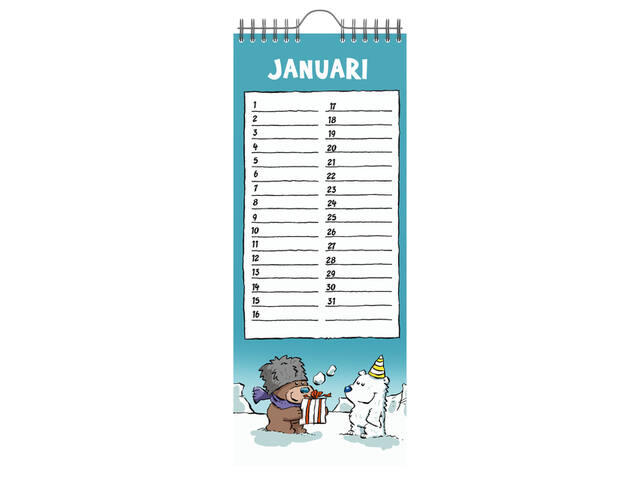 Verjaardagskalender Lannoo Ritstier 130x325 blauw