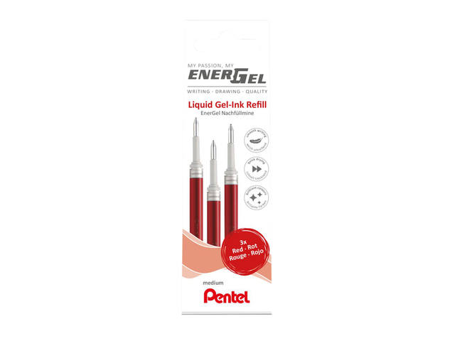 Gelschrijvervulling Pentel LR7 Energel M 3st rood