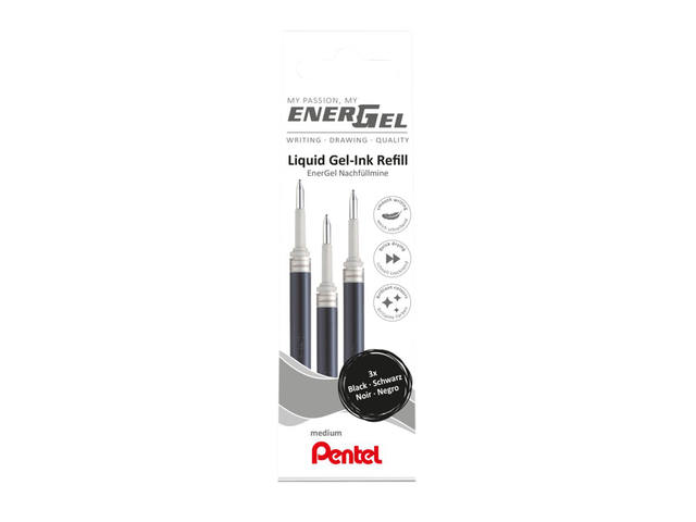 Gelschrijvervulling Pentel LR7 Energel M 3st zwart