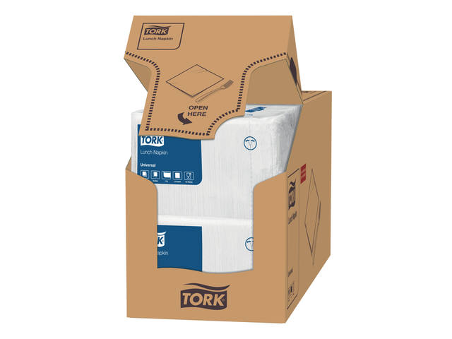 Lunchservet Tork Universal vierdevouw wit
