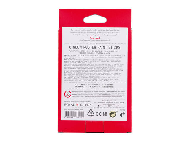 Verfstift Bruynzeel Kids 6st ass neon