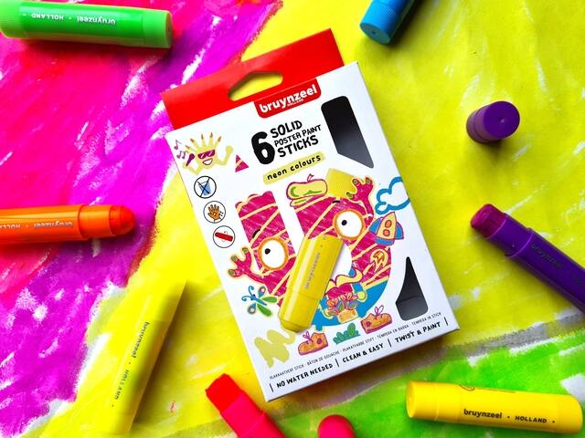 Verfstift Bruynzeel Kids 6st ass neon