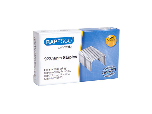 Nieten Rapesco Heavy Duty 923 8mm 1000st zilver