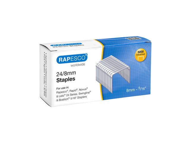 Nieten Rapesco 24 8mm 5000st zilver