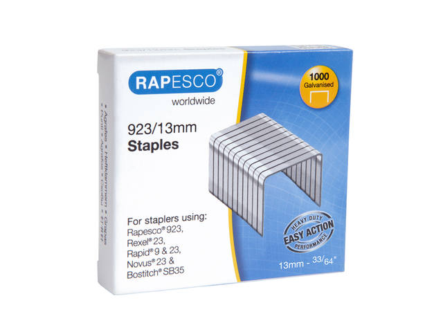 Nieten Rapesco Heavy Duty 923 13mm 1000st zilver