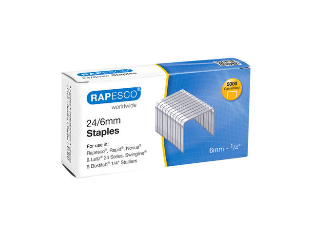 Nieten Rapesco 24 6mm 5000st zilver