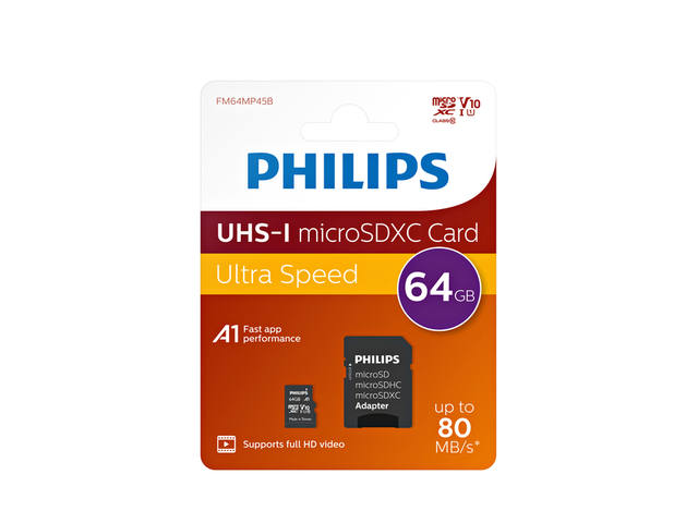 Geheugenkaart Philips micro SDXC 64GB