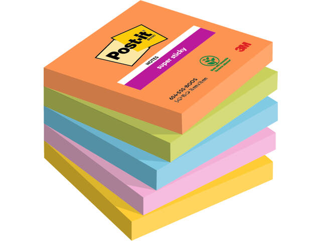 Memoblok Post-it 654 Super Sticky 76x76mm Boost