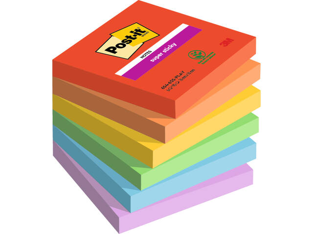 Memoblok Post-it 654 Super Sticky 76x76mm Playful