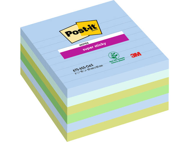Memoblok Post-it 675-6 Super Sticky 101x101mm Oas