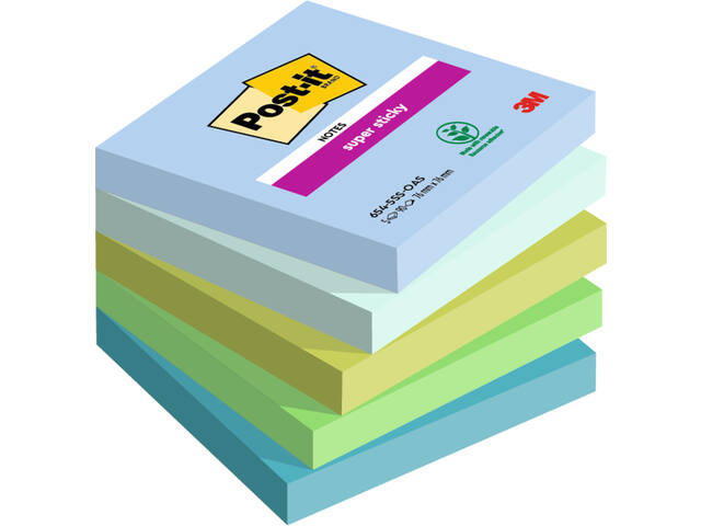 Memoblok Post-it 654 Super Sticky 76x76mm Oasis