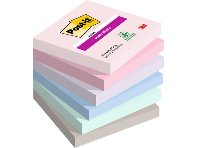 Memoblok Post-it 654 Super Sticky 76x76mm Soulful