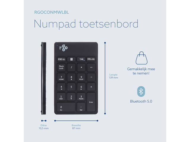 Toetsenbord R-Go Ergonomisch Numpad Break Wireless