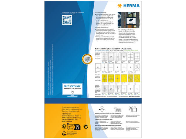 Etiket HERMA 9539 A4 99.1x139mm weervast folie wt