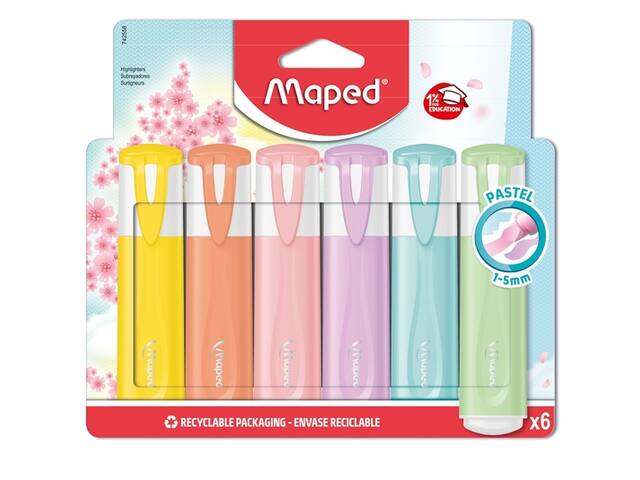 Markeerstift Maped set a 6 pastel kleuren