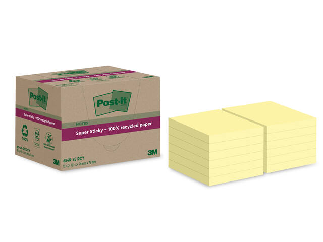Memoblok  Post-it Super Sticky 654 RSS12CY recy gl