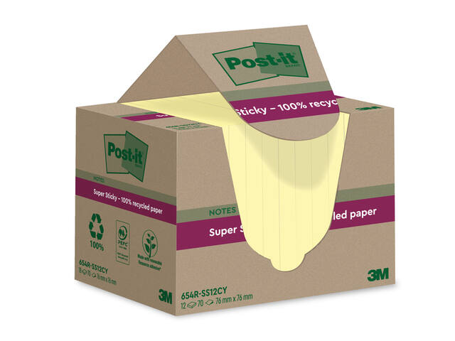 Memoblok  Post-it Super Sticky 654 RSS12CY recy gl