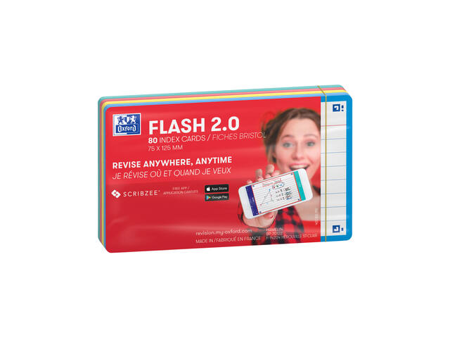 Flashcard Oxf 2.0 75x125mm 80vel 250gr lijn ass