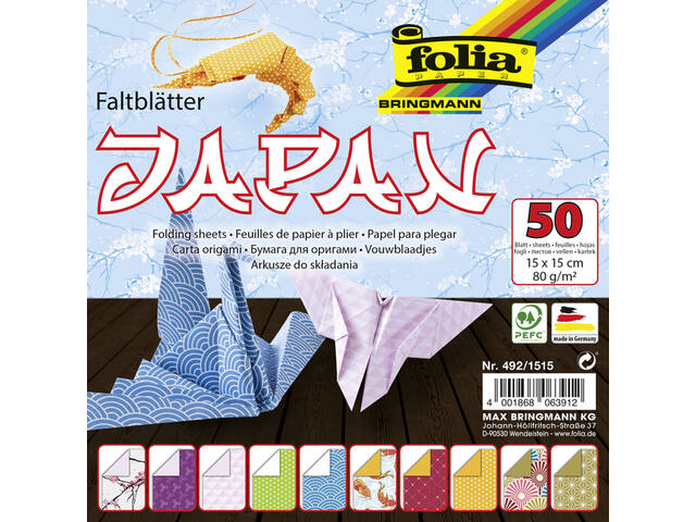 Vouwblaadjes Folia 80gr 15x15cm 50v 2z Japan ass