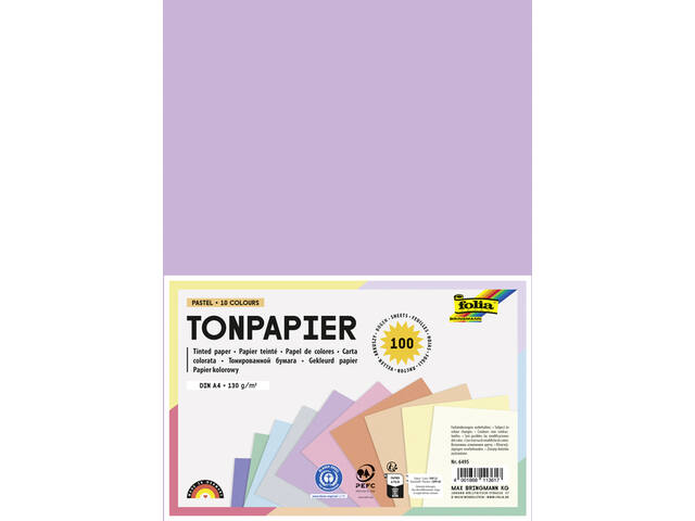 Knutselpapier Folia A4 100vel 10 pastelkleuren