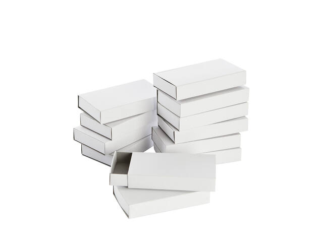 Luciferdoosjes Folia groot 110x60x20mm 12stuks wit