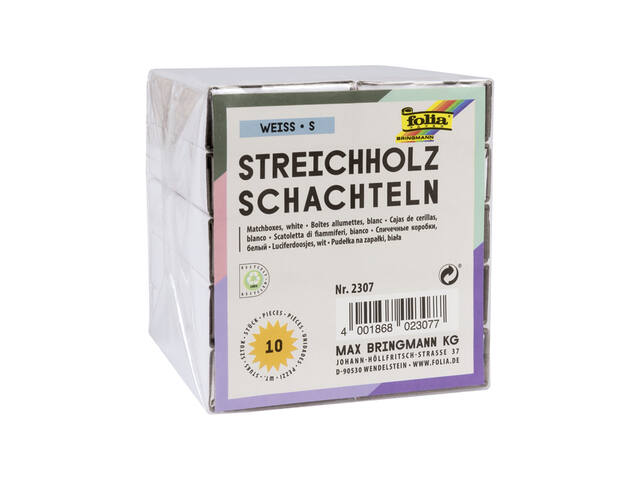Luciferdoosjes Folia klein 53x37x11mm 10 stuks wit