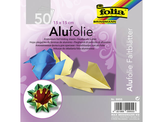 Vouwblaadjes Folia 15x15cm 50v alufolie assorti kl