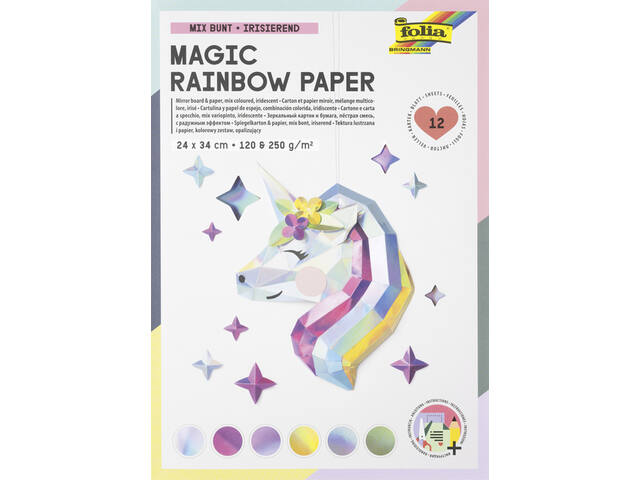 Regenboogpapier en karton Folia 24x34 12vel 6tint