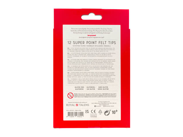 Viltstift Bruynzeel Super Point set 12 kleuren