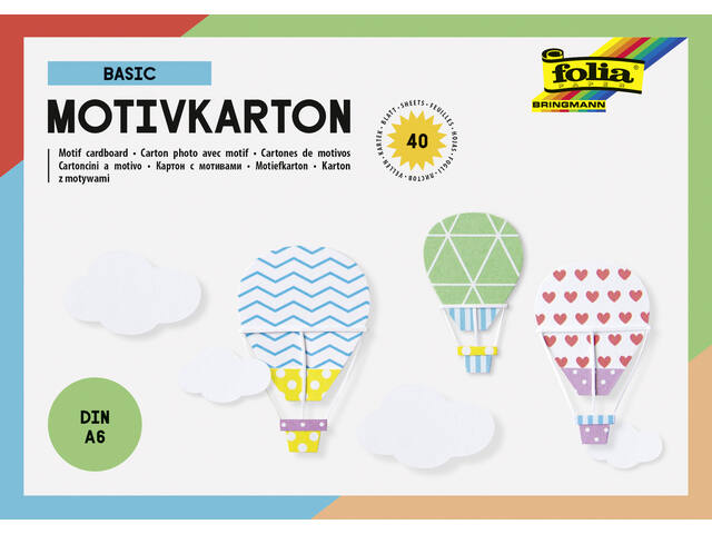Fotokarton Folia A6 40vel met basisdesigns assorti