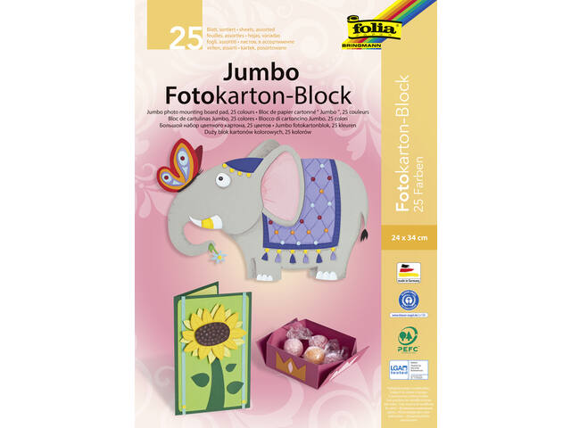 Fotokartonblok Folia 300gr 24x34cm jumbo assorti
